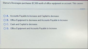 Bianca's Beverages purchases $ 2 , 5 0 0 worth of