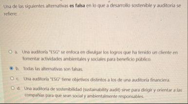 Una de las siguientes alternativas es falsa en lo