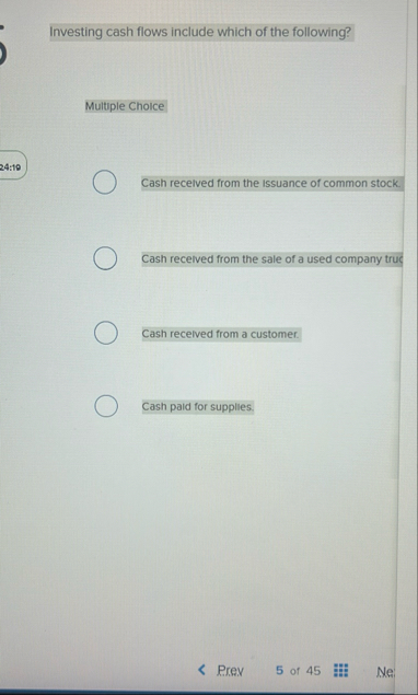 Investing cash flows include which of the