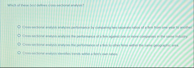 Which of these best defines cross - sectional