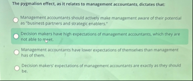 The pygmalion effect, as it relates to management