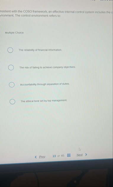 nsistent with the COSO framework, an effective