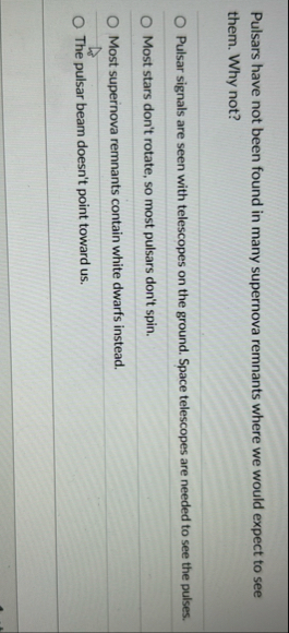 Pulsars have not been found in many supernova