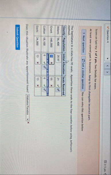 Question 4 2 3 pts Score on last try: 1 of 3 pts