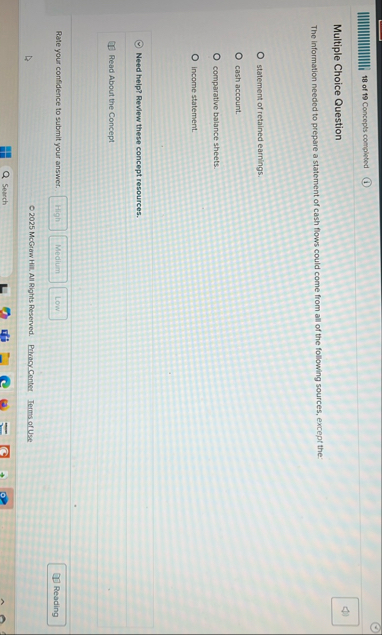 1 8 of 1 9 Concepts completed Multiple Choice