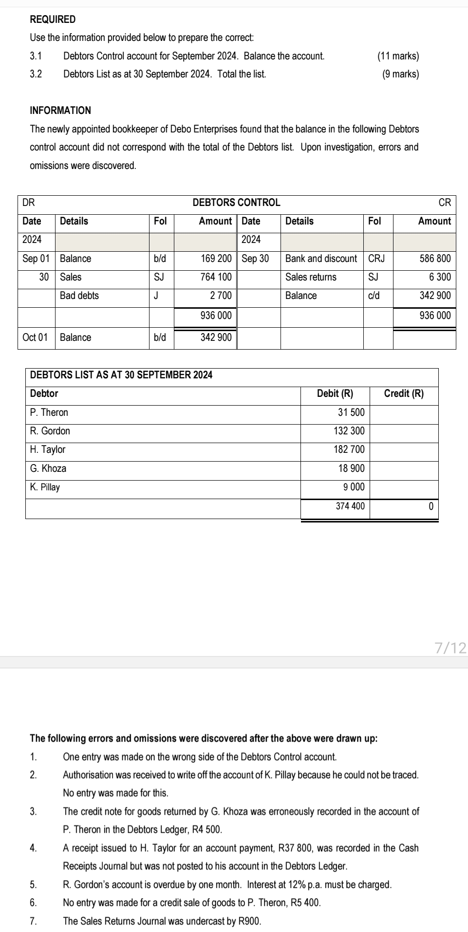 REQUIREDUse the information provided below to