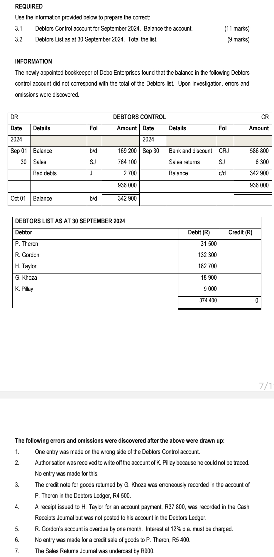 REQUIREDUse the information provided below to