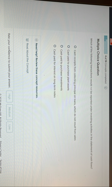 | | lll | 4 of 1 9 Concepts completed Multiple