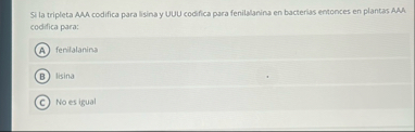 Si la tripleta AAA codifica para lisina y UUU