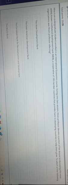 Total points: 2 0 / 2 5 Hina is an undergraduate