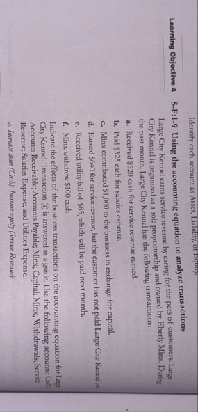 Identify each account as Asset, Liability, or