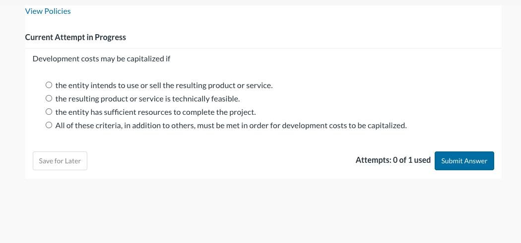 Current Attempt in Progress Development costs may