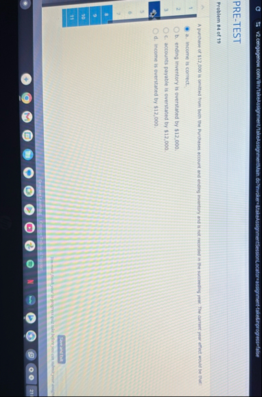 PRE - TEST Problem # 4 of 1 9 A purchase of $ 1 2