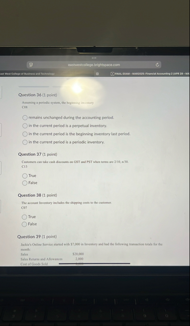 Question 3 6 ( 1 point ) Assuming a periodic