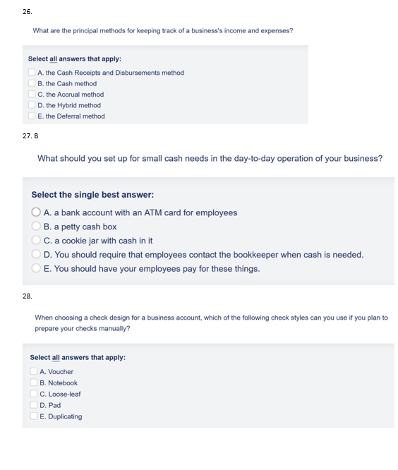 2 6 . What are the principal methods for keeping