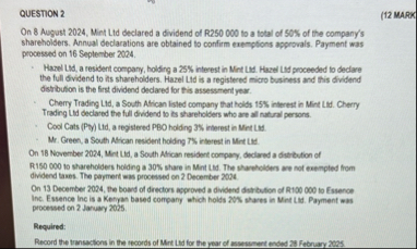 QUESTION 2 ( 1 2 MARXK On 8 August 2 0 2 4 , Mint