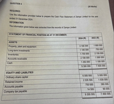 QUESTION 4 ( 2 0 ) Marks ) REQUIRED Use the