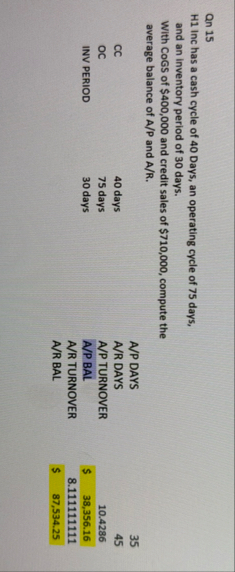 How did You get the A / P BAL and A / R BAL ?
