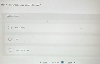 How many owners does a partnership have? Multiple