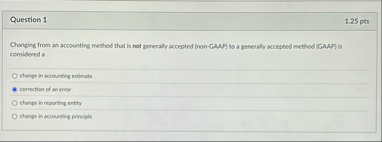 Question 1 1 . 2 5 pts Chinging from an