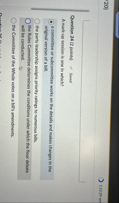 ( 2 0 ) 1 : 1 2 : 2 9 rem Question 2 4 ( 2 points