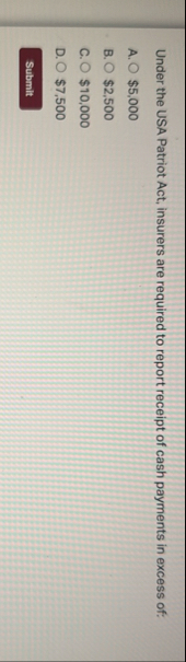 Under the USA Patriot Act, insurers are required