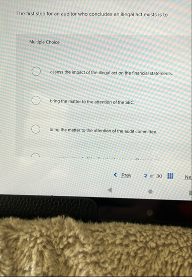 The first step for an auditor who concludes an