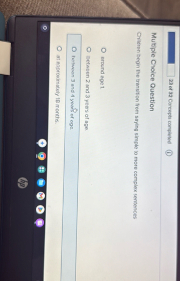 2 3 of 3 2 Concepts completed Multiple Choice