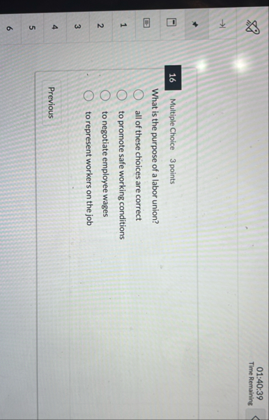 0 1 : 4 0 : 3 9 Time Remaining Multiple Choice 3