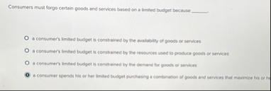 Consumers must forgo certain goods and services