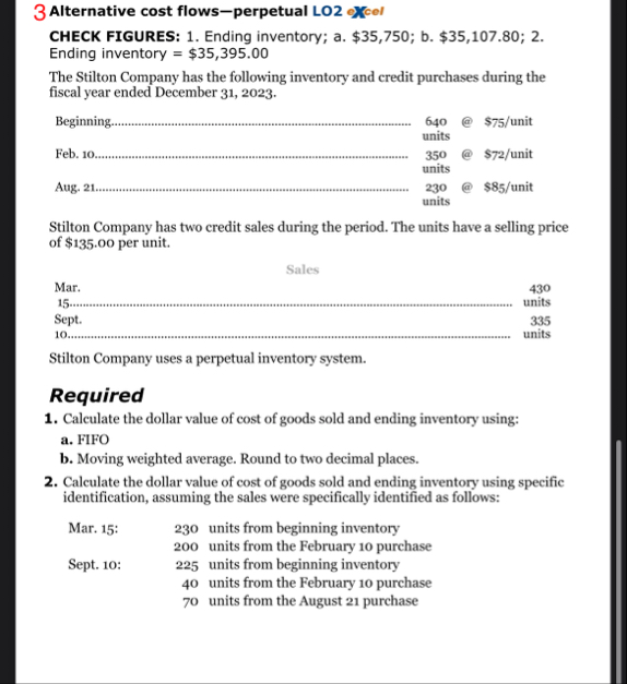 3 Alternative cost flows - perpetual LO 2 cel