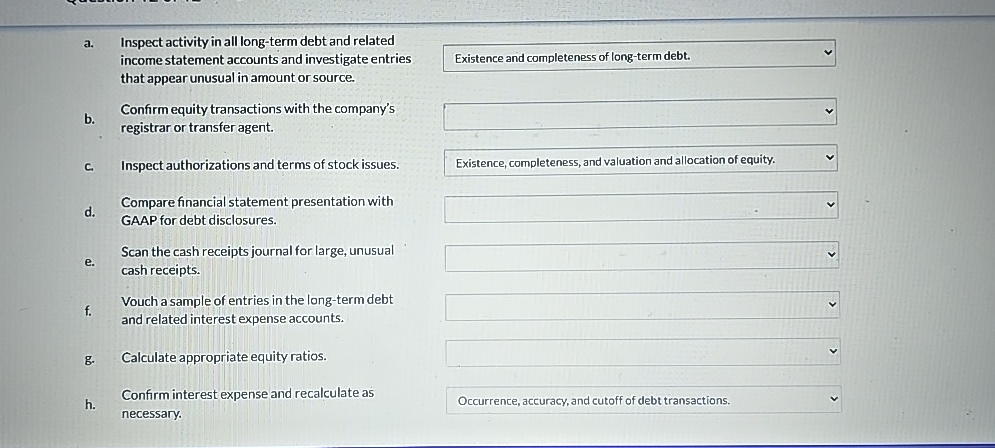 a . Inspect activity in all long - term debt and