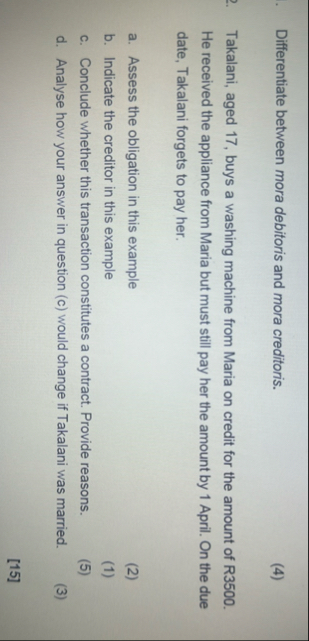 Differentiate between mora debitoris and mora