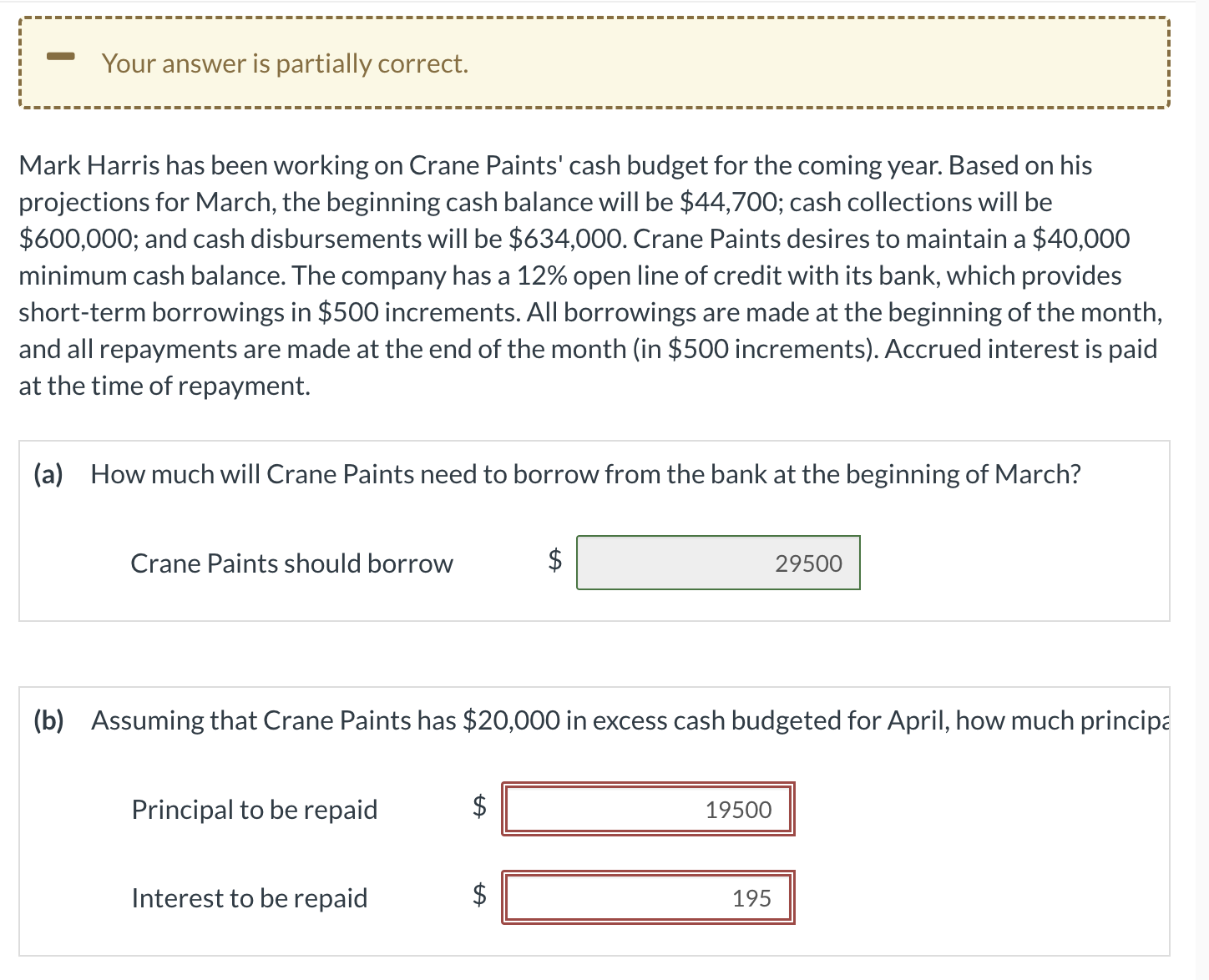 Your answer is partially correct. Mark Harris has