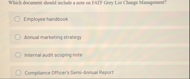 Which document should include a note on FATF Grey