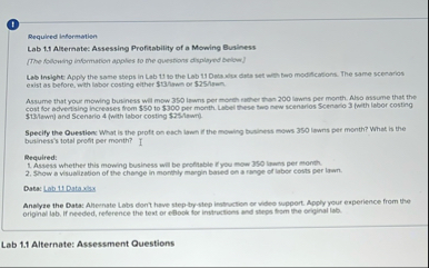 ( 1 ) Required information Lab 1 . 1 Alternate: