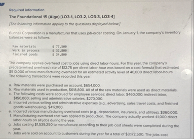 Required information The Foundational 1 5 ( Algo