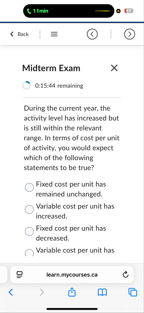 1 1 min . . . . . . . . . . . . . . 1 7 Back