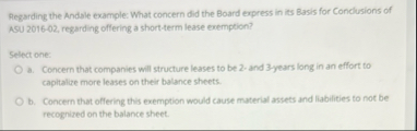 Regarding the Andale example: What concern did