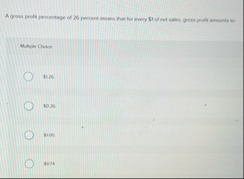 A gross profit percentage of 2 6 percent means