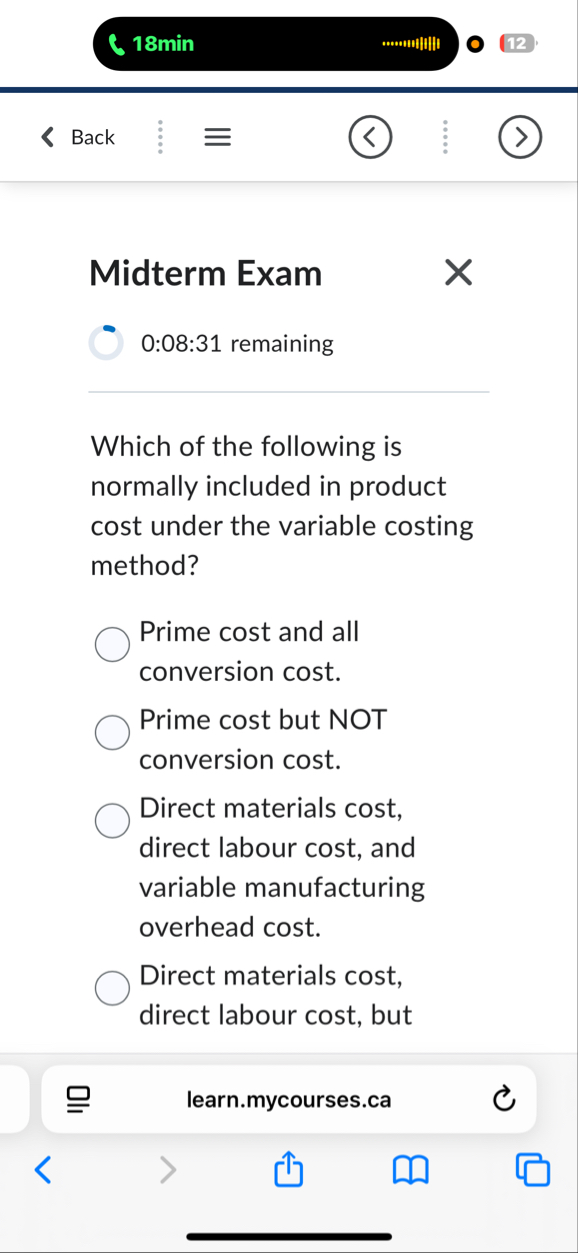 1 8 min . . . . . mul | | | | 1 2 Back Midterm