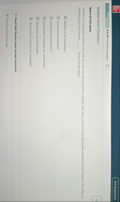 Pus GRW 9 of 2 4 Concepts completed Multiple