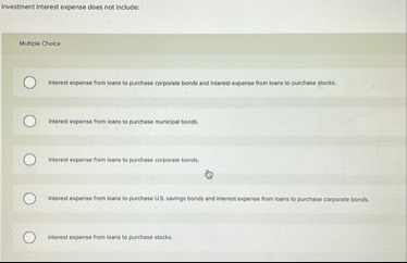 Investment Interest expense does not include: