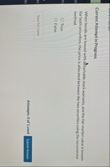 Current Attempt in Progress When bonds are issued