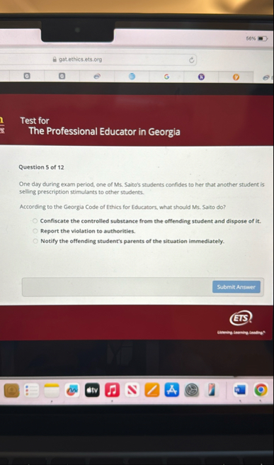 5 6 % gat.ethics.ets.org Test for The