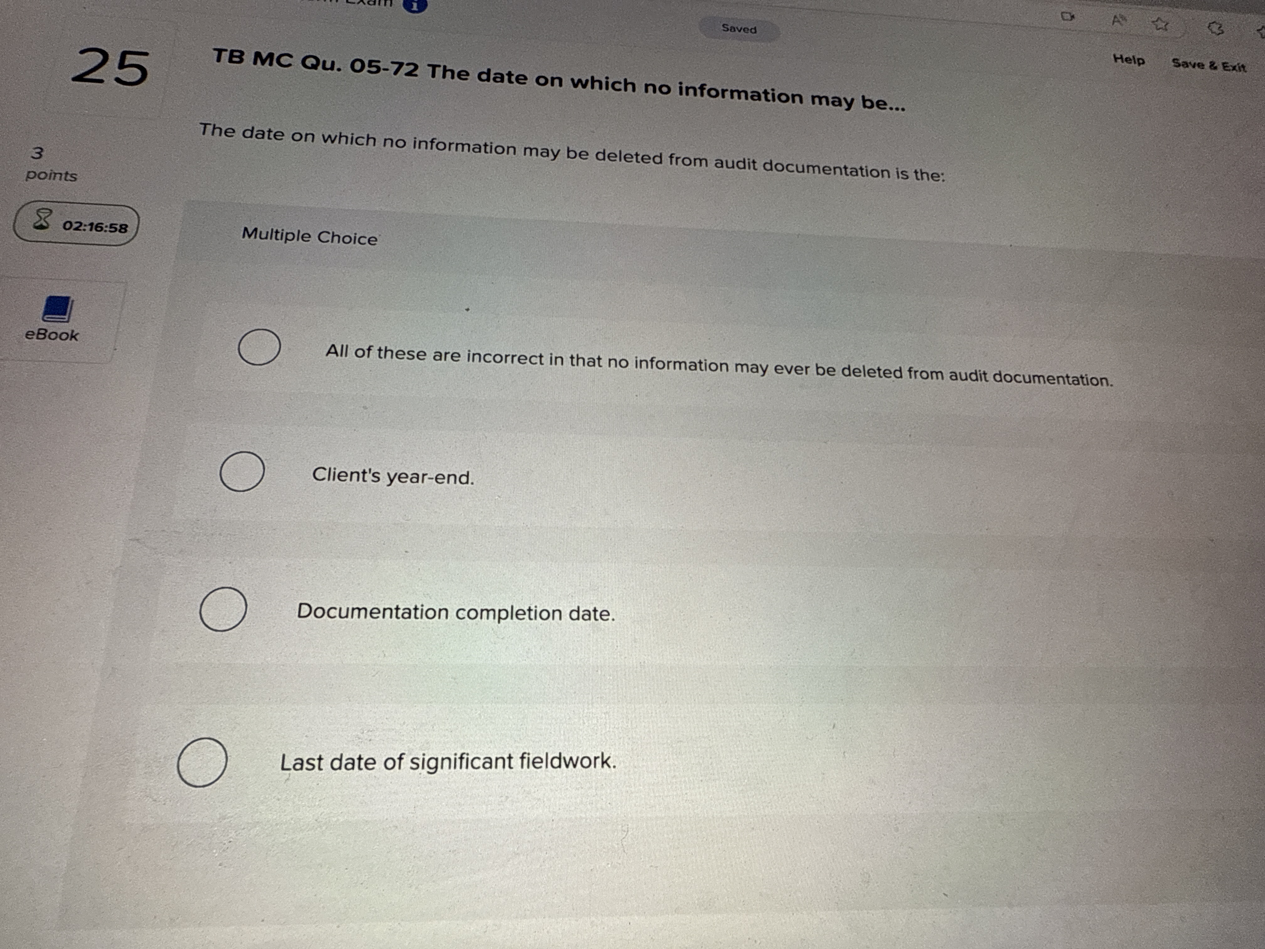 2 5 TB MC Qu . 0 5 - 7 2 The date on which no