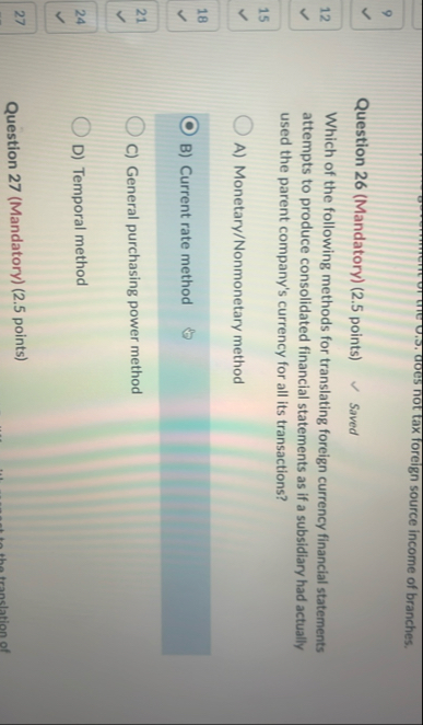 Question 2 6 ( Mandatory ) ( 2 . 5 points ) Saved