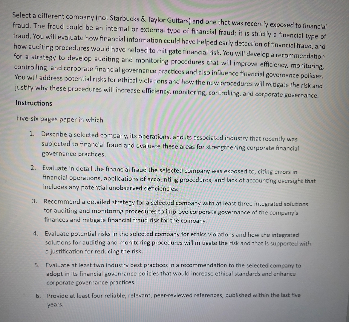 Select a different company ( not Starbucks &