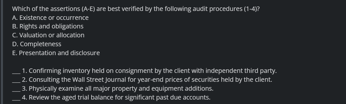 Which of the assertions ( A - E ) are best