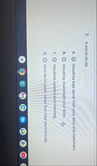 A not - to - do list A . should be kept secret